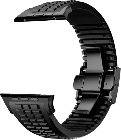 فرقة مشاهدة السيليكون الحديثة متوافقة مع IWatch Ultra 2 / Ultra / Series 10 9 8 7 (44 مم 45 مم 46 مم 49 مم) ، حزام رياضي مع مشبك قابل للطي ، تصميم عظمى شاقته الحديثة للرجال in Kuwait