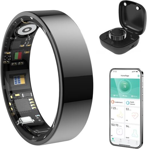Black 13# Smart Ring Health Tracker ، حلقة صحية للاتصال بلوتوث للنساء ، حلقة اللياقة البدنية IP68 مع التحكم في الإيماءات ، يتتبع معدل ضربات القلب/ضغط الدم/SPO2/النوم in Kuwait