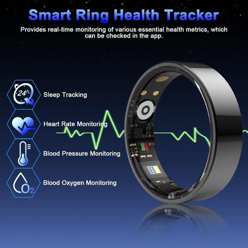 Black 13# Smart Ring Health Tracker ، حلقة صحية للاتصال بلوتوث للنساء ، حلقة اللياقة البدنية IP68 مع التحكم في الإيماءات ، يتتبع معدل ضربات القلب/ضغط الدم/SPO2/النوم in Kuwait