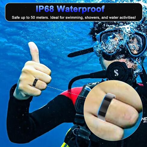 Black 13# Smart Ring Health Tracker ، حلقة صحية للاتصال بلوتوث للنساء ، حلقة اللياقة البدنية IP68 مع التحكم في الإيماءات ، يتتبع معدل ضربات القلب/ضغط الدم/SPO2/النوم in Kuwait