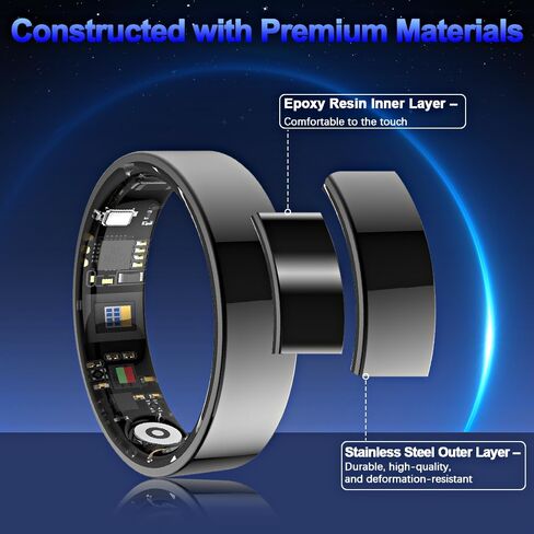 Black 13# Smart Ring Health Tracker ، حلقة صحية للاتصال بلوتوث للنساء ، حلقة اللياقة البدنية IP68 مع التحكم في الإيماءات ، يتتبع معدل ضربات القلب/ضغط الدم/SPO2/النوم in Kuwait