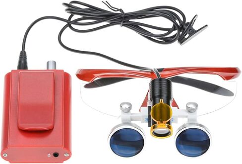 EustomA 3.5X Binocular Loupes+5W LED Headlight Clip-on Type with Optics Filter with Aluminum Box DY-008 (Blue) in Kuwait