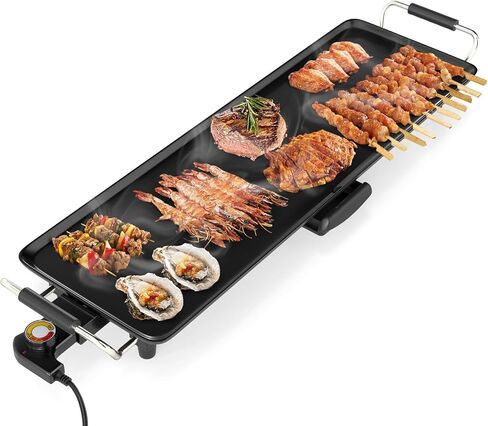 LDAILY Extra Large Nonstick Electric Griddle, Teppanyaki Grill BBQ W/ 4 Adjustable Temperature, Even Heating & Handles, Long Table Top Pancake Griddle Grill for Indoor & Outdoor Party, Camping（35’’） in Kuwait