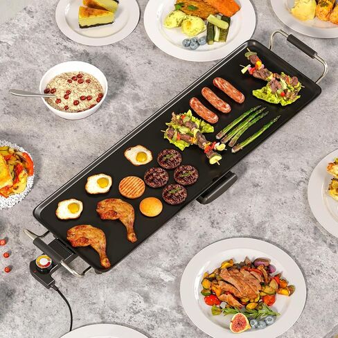 LDAILY Extra Large Nonstick Electric Griddle, Teppanyaki Grill BBQ W/ 4 Adjustable Temperature, Even Heating & Handles, Long Table Top Pancake Griddle Grill for Indoor & Outdoor Party, Camping（35’’） in Kuwait