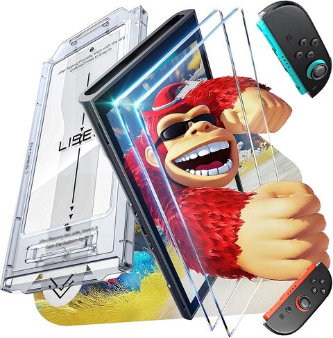 Lisen for Nintendo Switch 2017 Screen Protector [2025 Upgrade] (Anti-Glare & Auto Dust-Elimination) Screen Switch Glass [أطول دائمة] تغطية كاملة ، 2 حزمة in Saudi Arabia