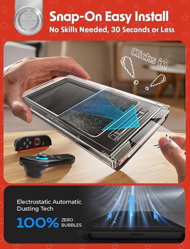 Lisen for Nintendo Switch 2017 Screen Protector [2025 Upgrade] (Anti-Glare & Auto Dust-Elimination) Screen Switch Glass [أطول دائمة] تغطية كاملة ، 2 حزمة in Saudi Arabia