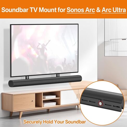 ترقية ارتفاع وعمق حامل تلفزيون Soundbar قابل للتعديل لتركيب Sonos Playbar أسفل التلفزيون أو فوقه، حامل مكبر صوت أسود لحامل تلفزيون Sonos Playbar مع مجموعات الأجهزة سهلة التركيب in Kuwait
