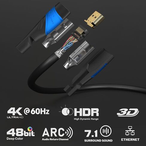 كابل HDMI 8K / 4K - 6.6 قدم - مع A.I.S Shielding - مصمم في ألمانيا (يدعم جميع أجهزة HDMI مثل PS5 وXbox وSwitch - 8K@60 هرتز، 4K@120 هرتز، سلك HDMI عالي السرعة مع إيثرنت، أبيض) بواسطة CableDirect in Saudi Arabia