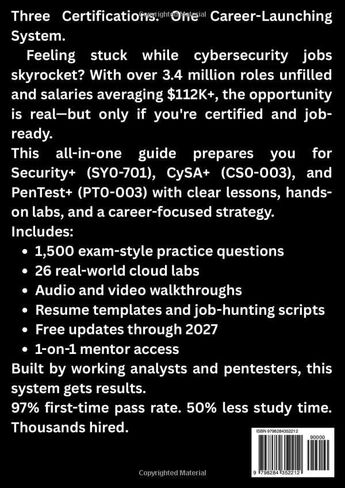 CompTIA SECURITY+, CySA+ & PenTest+ EXAM PREP (3-IN-1): Triple Your Cybersecurity Credentials! Up-to-Date SY0-701 • CS0-003 • PT0-003 • AUDIO & VIDEO Lessons, 1,500 Q&A, Career Toolkit, Hands-On Labs in Saudi Arabia