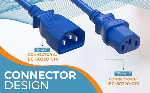 CableLeader 6ft IEC-320 C13 to C14 Heavy-Duty Power Extension Cord 18 AWG 10A/250V SJT, Computer to PDU CPU Power Extension Cable, PC Power Cable, UL Listed, Blue in Saudi Arabia