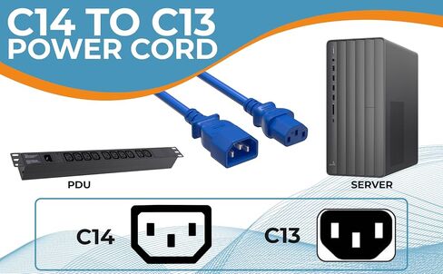 CableLeader 6ft IEC-320 C13 to C14 Heavy-Duty Power Extension Cord 18 AWG 10A/250V SJT, Computer to PDU CPU Power Extension Cable, PC Power Cable, UL Listed, Blue in Saudi Arabia