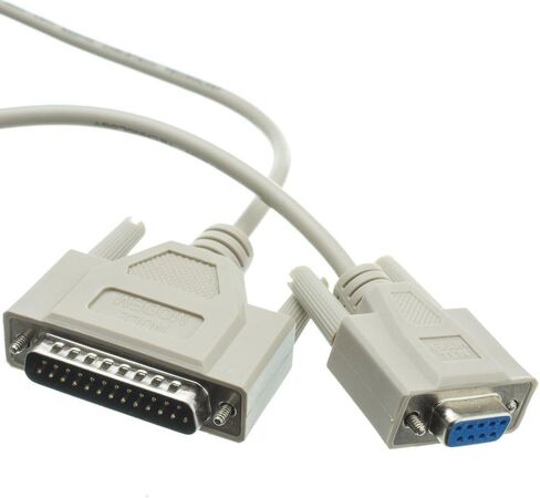 CableWholesale Null Modem Cable, DB9 Female to DB25 Male Serial Cable, UL Rated, 8 Conductor, Beige, DB9 Female to DB25 Male Serial Null Modem Cable, 25 Feet in Saudi Arabia