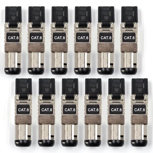 RJ45 Connectors Tool Free Cat8, Cat8 Field Termination Plug Shielded Modular Plugs for 2000MHz 2GHz 40G, 22AWG-24AWG (CAT8-12Pack) in Kuwait