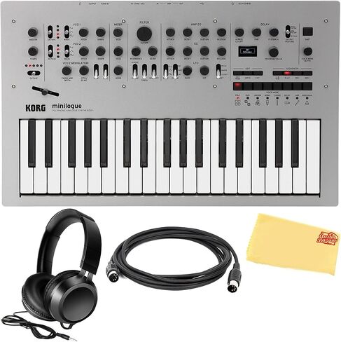 مجموعة كورج مينيلوج التناظرية متعددة الألحان مع كابل MIDI، وسماعات الرأس، وقماش تلميع أوستن بازار in Kuwait