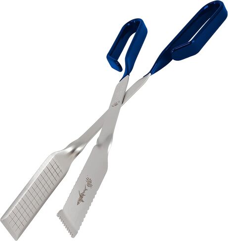 Grill Tongs for Kitchen & Outdoor Cooking: 13 Inch Long Reach Pro-Grade, Scissor-Style Utensil by Shark BBQ - Perfect for Air Frier and Oven Use - Gift for Griller (Blue) in Saudi Arabia