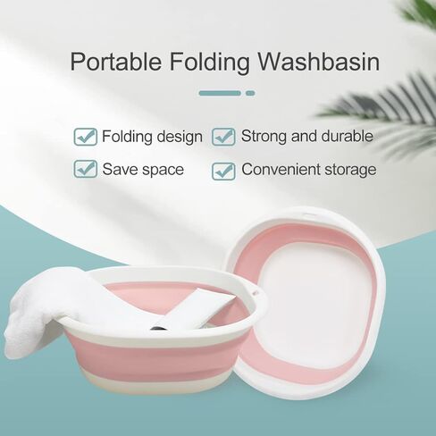 Hershii قابلة للطي قابلة للطي قابلة للطي الغسيل قابلة للطي الحوض الطبق المحمول منظم اللون تباين الحاوية توفير مساحة تخزين للتنظيف المنزلي المشي لمسافات طويلة نزهة in Kuwait