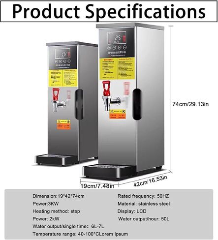Stepping Type Boiling Water Machine, Automatic Boiling Water Machine, Water Boiler, LCD Display, Stainless Steel Liner, Temperature Control, for Coffee, Tea, Milk, Hot Drinks(Silver,50l) in Saudi Arabia