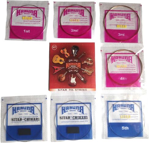 Sitar Strings Karuna Sitar Strings With Sympathetic Tarafdar (7 main) + 3 pcs Mizrab in Kuwait