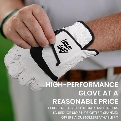 Amy Sport Golf Gloves Men Right Handed Golfer Left Hand 3 Pack Leather All Weather Grip Soft Breathable Flexible for Mens in Kuwait