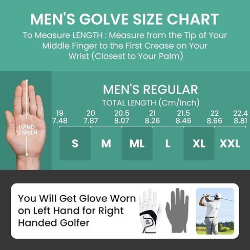 Amy Sport Golf Gloves Men Right Handed Golfer Left Hand 3 Pack Leather All Weather Grip Soft Breathable Flexible for Mens in Kuwait