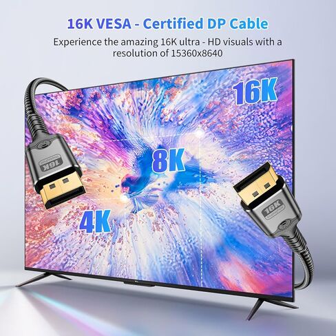 MaxRenard DisplayPort Cable. A high-Speed Gold-Plated Cable, Suitable for Gaming Monitors, Graphics Cards, TVs, Personal Computers, and laptops. (8K-1Pack, 1M) in Kuwait