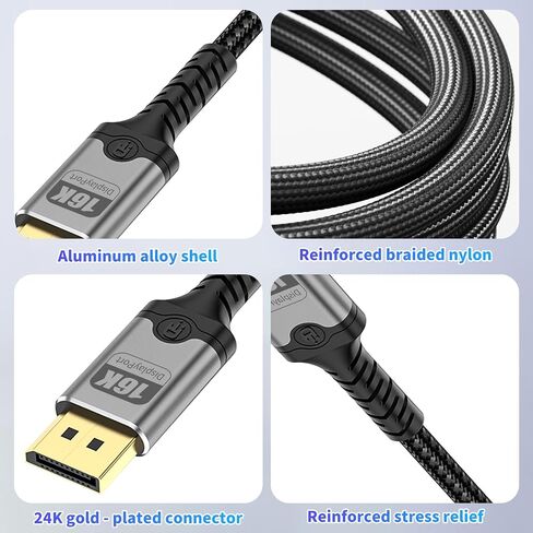 MaxRenard DisplayPort Cable. A high-Speed Gold-Plated Cable, Suitable for Gaming Monitors, Graphics Cards, TVs, Personal Computers, and laptops. (8K-1Pack, 1M) in Kuwait