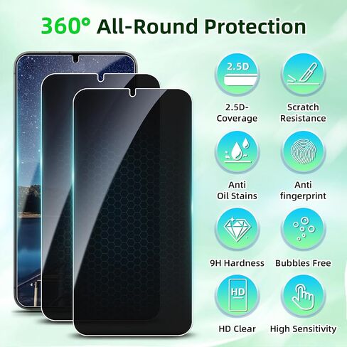 3+3 حزمة ل Samsung Galaxy A15 شاشة شاشة الخصوصية مع حامي عدسة الكاميرا 9H الزجاج المقسى ، مضاد للخدش ، خالية من الفقاعات ، سهلة التثبيت (خصوصية Galaxy A15) in Kuwait