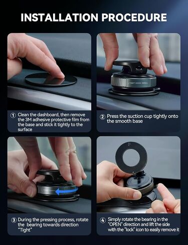 Moleroom Magsafe Cup Cup Mount ، حامل الهاتف المغناطيسي الفراغي للسيارة ، و 360 درجة مئوية Magsafe Car Mount For iPhone 16 Pro Max/iPhone 15 14 13 & Android Magsafe Case ، Dark Blue in Kuwait