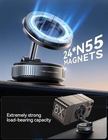Moleroom Magsafe Cup Cup Mount ، حامل الهاتف المغناطيسي الفراغي للسيارة ، و 360 درجة مئوية Magsafe Car Mount For iPhone 16 Pro Max/iPhone 15 14 13 & Android Magsafe Case ، Dark Blue in Kuwait