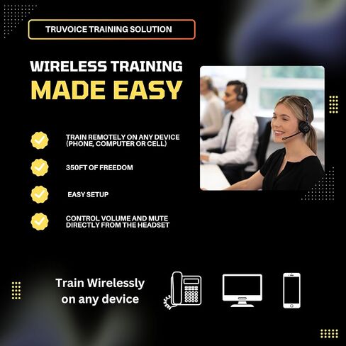 TruVoice Computer Headset Bundle for Training | Monitoring | Supervising : Includes 2 x HD-550 Headset with Noise Canceling Microphone, USB Cable and Training Y Cable for Computers in Kuwait