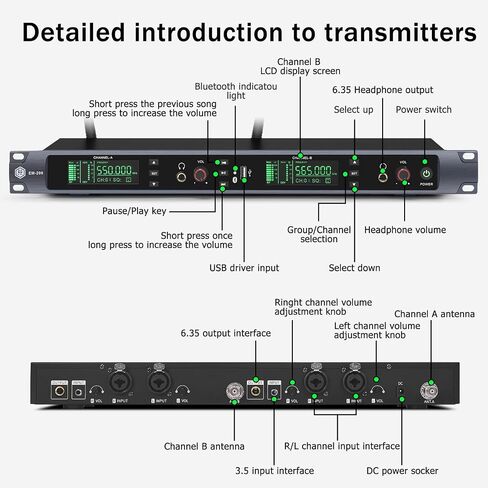 INMix EM100UHF Wireless in Ear Monitor System 1 Channel 1 Bodypacks Monitoring with in Earphone Used for Stage, Band, Recording Studio, Live Performance in Kuwait