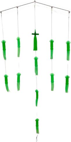 Squid Spreader Bar Teaser, Stainless Steel 3/5 Rings, 7/11 Green or Pink Rubber Squid, Offshore Game Fishing Trolling Rig in Saudi Arabia