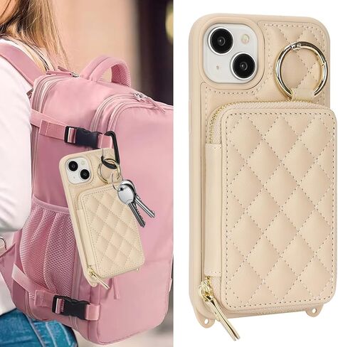 بالنسبة إلى iPhone 15 Plus Case Wallet مع حامل البطاقة للنساء ، للحصول على محفظة IPhone 15 Plus Phone مع فتحات بطاقة الائتمان الشريط مع Kickstand Zipper Case-Black in Kuwait