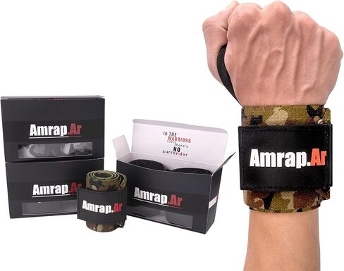 AMRAP.AR Premium Wrist Wraps | Wrist Support Wraps for Gym, Workout, Weightlifting, Sports, Crossfit | Strong & Shock-absorbing | Ideal Gift for Fitness Enthusiasts | 18-inches Long (Total Black) in Saudi Arabia