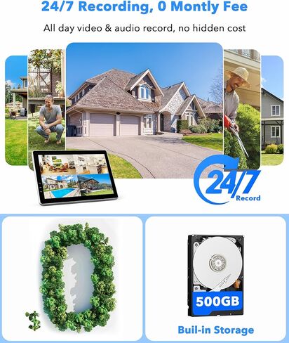 Camcamp Dual Lens Security Cameras Wireless Outdoor ، 2K WiFi Camera for Home Security ، 360 ° View ، Plug-in Tracking ، Color Night Vision in Kuwait