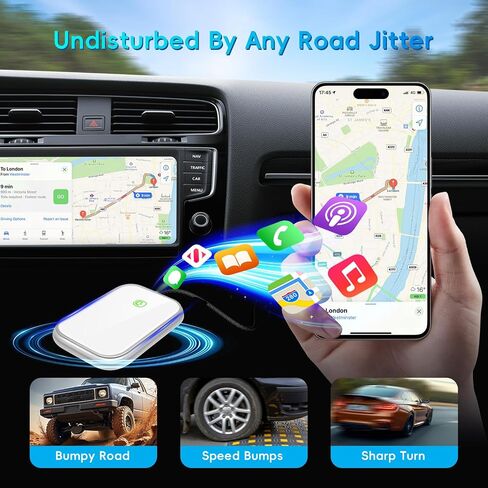 𝐔𝐩𝐠𝐫𝐚𝐝𝐞𝐝 Wireless Carplay Adapter for Apple iPhone [Stable Transmission & No Delay] Convert Wired to Wireless CarPlay Adapter Plug & Play Applies to Cars Since 2016 & Phone with iOS10+ Black in Saudi Arabia
