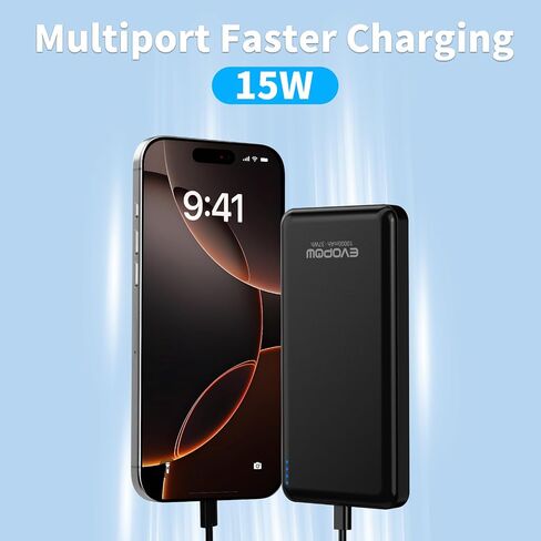 شاحن محمول ذو حزمة ، حزمة طاقة بحجم 10000 مللي أمبير في الساعة 15W ، و USB C IN & OUT ، حزمة بطارية شحن سريعة ، بنك طاقة محمول خارجي لـ iPhone 16 15 14 13 12 IPAD Airpods Samsung S23 S22 Pixel ETC in Saudi Arabia