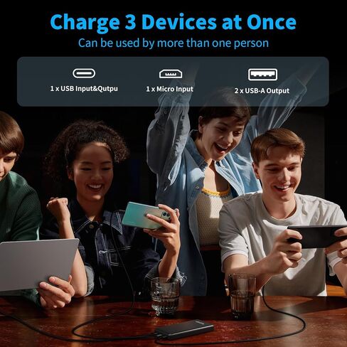 شاحن محمول ذو حزمة ، حزمة طاقة بحجم 10000 مللي أمبير في الساعة 15W ، و USB C IN & OUT ، حزمة بطارية شحن سريعة ، بنك طاقة محمول خارجي لـ iPhone 16 15 14 13 12 IPAD Airpods Samsung S23 S22 Pixel ETC in Saudi Arabia