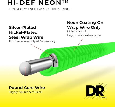 DR Strings HI-DEF NEON Bass Guitar Strings (NGB5-45),Black in Saudi Arabia