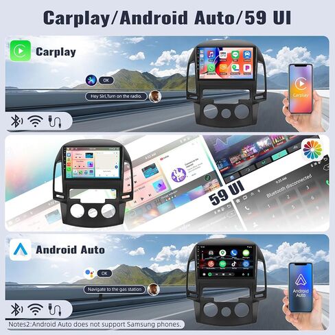 Sixwin 4G+64G Android 13 Stereo Car Stereo لـ Hyundai I30 2006-2011 شاشة تعمل باللمس A/C 9 بوصة مع Carplay Android Auto Bluetooth Weather 59UI GPS NEWSIGINE WIFI WIFI in Saudi Arabia