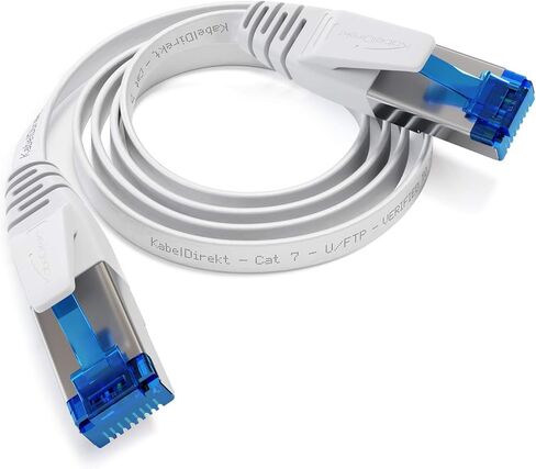 Flat Cat 7 Ethernet Cable with Break-Proof Design, Internet/LAN Cable – 100ft (10Gbps Maximum Fiber Optic Speed, Highly Flexible & Suitable for Permanent Installation, RJ45, White) – by CableDirect in Saudi Arabia