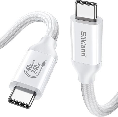 كبل مراقب Silkland USB C ، نقل البيانات 40 جيجابت في الثانية ، 8K/5K@60Hz USB4 لـ Thunderbolt 4 Cable 6.6ft/2M ، 240W PD 3.1 الشحن ، لجهاز iPhone 16 ، MacBook ، iPad ، SSD ، Docking ، Black in Kuwait