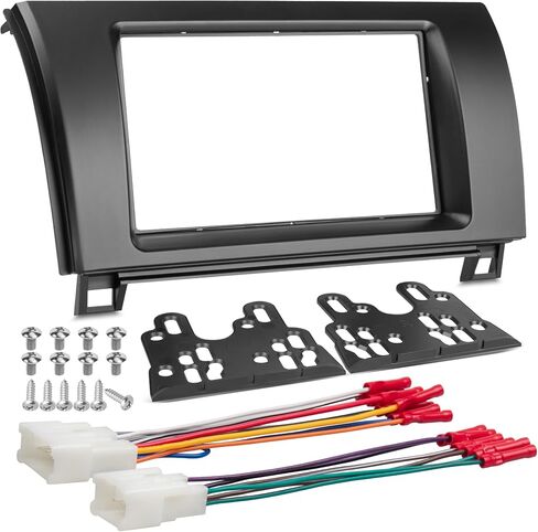 NuIth Matt Double DIN Radio Dash Kits for Toyota 2007-2013 Tundra/2008-2022 Sequoia, Double Din Mount Housing Bracket Installation Trim Bezel Kit Installation Aftermarket Stereo (Dash Kit+Radio Wire) in Kuwait