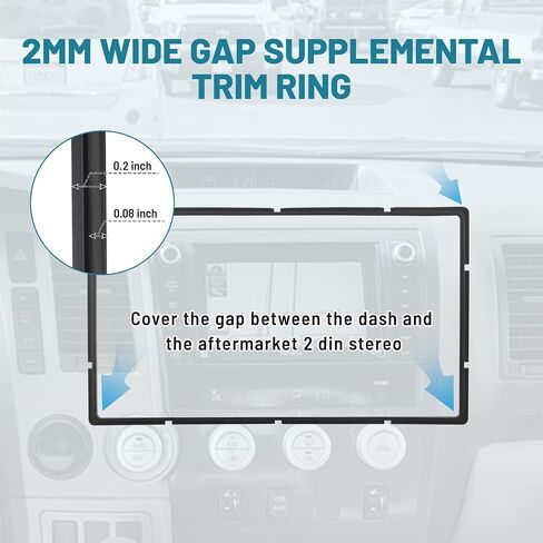 NuIth Matt Double DIN Radio Dash Kits for Toyota 2007-2013 Tundra/2008-2022 Sequoia, Double Din Mount Housing Bracket Installation Trim Bezel Kit Installation Aftermarket Stereo (Dash Kit+Radio Wire) in Kuwait