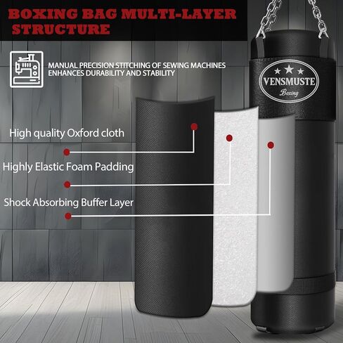 Vensmuste Punching Bag for Adults, 4FT PU Heavy Boxing Bag Set, Heavy Punching Bag with 12OZ Gloves for MMA Karate Kickboxing Boxing Muay Thai Training at Home or Gym - Unfilled Heavy Bag in Kuwait