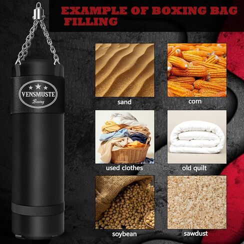 Vensmuste Punching Bag for Adults, 4FT PU Heavy Boxing Bag Set, Heavy Punching Bag with 12OZ Gloves for MMA Karate Kickboxing Boxing Muay Thai Training at Home or Gym - Unfilled Heavy Bag in Kuwait