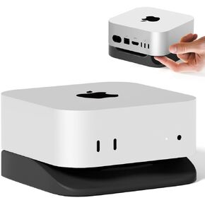 ELETIUO Desk Stand for Mac mini M4/M4 Pro 2024,Silicone Desktop Mount with Heat Dissipation,Anti-Slip Base,Easy Power Button Access,Space-Saving for Improved Cooling & Desk Organization,Grey