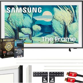Samsung QN65LS03FA 65" The Frame QLED 4K AI TV (2025) Bundle with Modern White Bezel, CPS 26 Month Protection, Slim Flat Mount, 2X HDMI Cables & Deco Gear Complete Home Theater Beginner's Guidebook