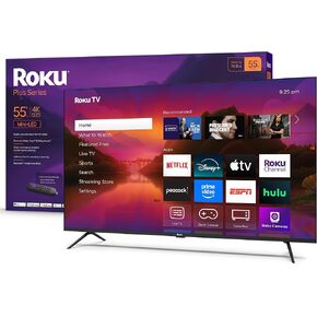 Roku Smart TV 2025-55 بوصة بالإضافة إلى سلسلة ، تلفزيون بقيادة Mini-Mini-Rokutv مع تلفزيون RokutV الصوتية المحسنة-شاشة مسطحة 4K مع Dolby Vision & Wi-Fi لتدفق الأخبار المحلية الحية والرياضة