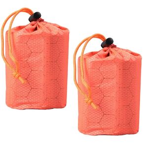 2pcs Emergency Sleeping Storage Bags, Lightweight Drawstring Bags, Orange, Waterproof Portable for Hiking and Backpackingm (Sleeping bag not included)